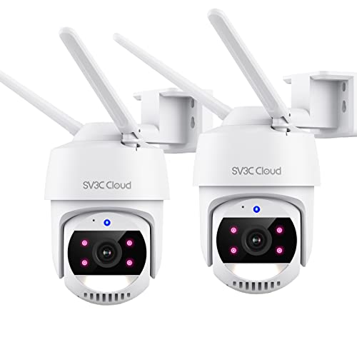 V3C 5MP PTZ WiFi Camera Outdoor - 2 Pack Pan Tilt Security Cameras, Color Night Vision, Auto Tracking