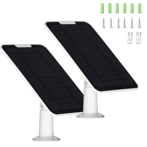 5V 6W Solar Panel for EufyCam, Continuous Power with Micro USB Port, 2 Pack
