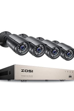 ZOSI 3K Lite Security Camera System: AI Detection, Night Vision, Remote Access, 4 Weatherproof Cameras, H.265+ 8CH DVR