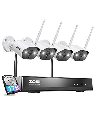 ZOSI 2K 8CH Wireless Spotlight Security Camera System: 2 Way Audio, Color Night Vision, and 1TB HDD