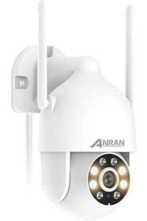 ANRAN Security Camera Outdoor with Spotlight and Siren | 2K 2.4g WiFi PTZ Wired Camera Outdoor with 360° View | Color Night Vision