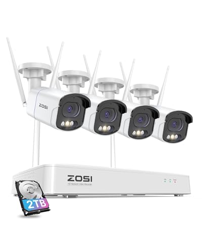 ZOSI 8CH 4MP 2.5K WiFi Security Camera System - AI Detection, Color Night Vision, 2-Way Audio, 8 Channel H.265+ NVR, 2TB HDD