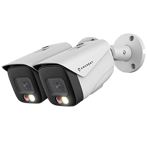 Amcrest 2-Pack UltraHD 4K IP PoE AI Camera - Color Night Vision, Human & Vehicle Detection, Active Deterrent
