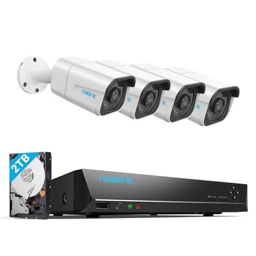 Reolink RLK8-800B4 4K Security Camera System - 4K PoE Cameras with Person/Vehicle Detection, 8MP/4K 8CH NVR, 2TB HDD for 24-7 Recording