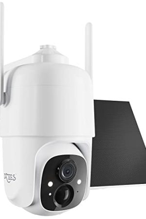 Dzees Solar Security Cameras Wireless Outdoor - 2K Battery Powered Camera with 360° PTZ, Spotlight, Siren, Color Night Vision, AI Detection, IP66