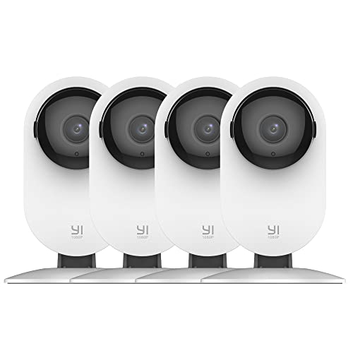 YI 4pc Security Home Camera: 1080p, 2.4G WiFi, Night Vision, 2-Way Audio, AI Human Detection - Compatible with Alexa and Google