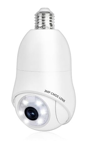 "Light Bulb Security Camera: 2K 360° Pan Tilt WiFi Indoor/Outdoor Surveillance with Color Night Vision, Motion Tracking, and 2-Way Talk