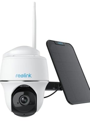 Reolink Argus PT +SP - 4MP Solar Security Cameras: Wireless Outdoor Surveillance with 360° Pan Tilt, Dual Band WiFi, Smart Detection