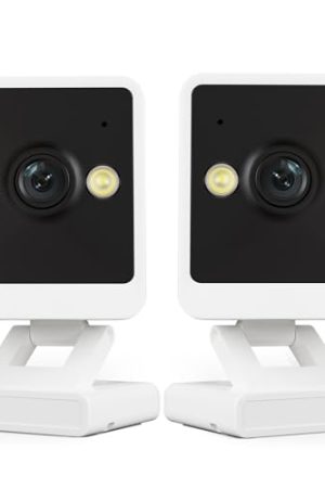 Reobiux Indoor Camera - 1080P HD, 2.4Ghz WiFi, 24/7 Monitoring, 2-Way Audio, Spotlight & Siren, Alexa Compatible (2pcs)