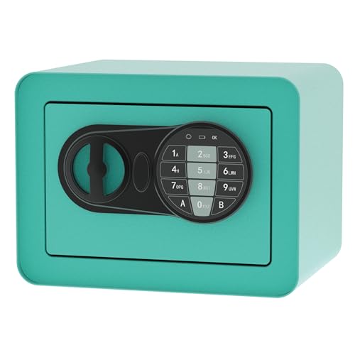 OUSURO Small Safe Box - Tiffany Blue Home Safe for Money, Jewelry, Documents | Digital Electronic Keypad Security