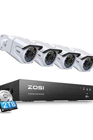 ZOSI 4K Security Camera System - 8MP Outdoor PoE IP Cameras, Night Vision, Human Detection, Smart Light Alarm