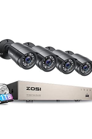 ZOSI 8CH 3K Lite Home Security System: AI Human Vehicle Detection, Night Vision, 1TB HDD