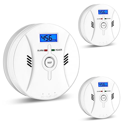 3-Pack Carbon Monoxide Detectors and Smoke Alarms: Home and Kitchen Safety Assurance