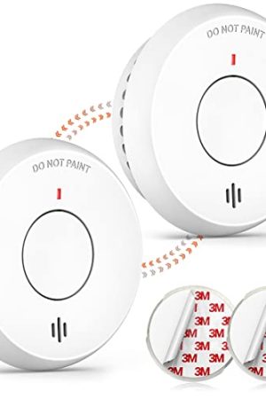 Jemay Wireless Interconnected Smoke Detectors - 10-Year Sealed Battery, Fire Alarms with Lithium Battery, 2 Pack