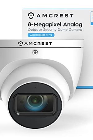 Amcrest Analog 4K Outdoor Security Camera: 8MP @20fps CCTV-Coax-BNC, Night Vision, Built-in Mic, IP67 Weatherproof (AMC4KDM28-W-V2)