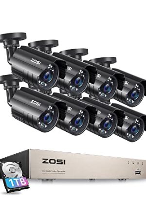 ZOSI 3K Lite 8CH Security Camera System - AI Human/Vehicle Detection, Night Vision, H.265+ 5MP 8Channel CCTV DVR