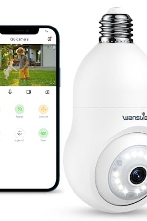 Wansview 2K Light Bulb Security Camera - Wireless, 360° Auto Tracking, Color Night Vision, Compatible with Alexa