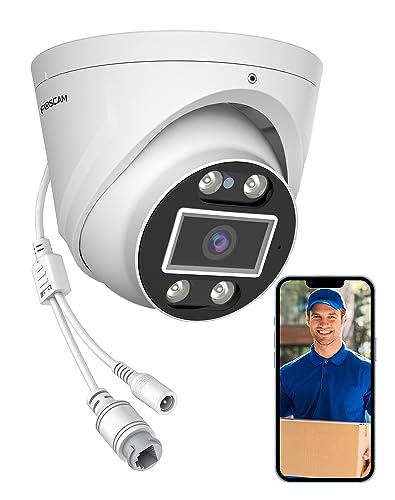 Foscam T8EP IP PoE Camera: 8MP(4K) UltraHD Dome Surveillance Camera with Two-Way Audio, Color Night Vision