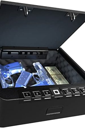 XDeer S005 Biometric Gun Safe - Quick-Access, Upgraded Fingerprint Handgun Safe for Home, Bedside, Nightstand