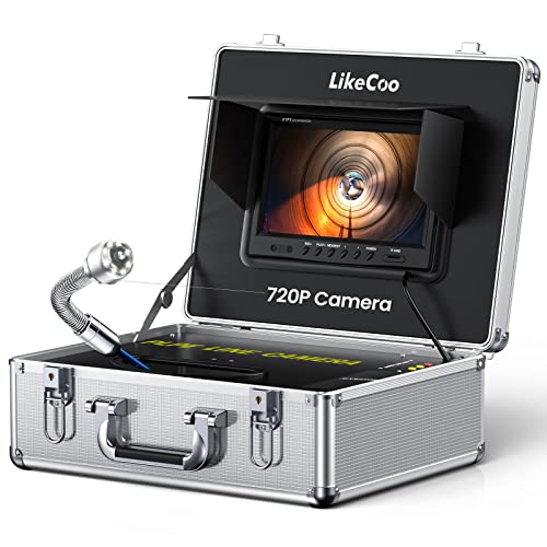 LikeCoo Sewer Camera 100ft | 2023 NEW Sewer Inspection Camera with 9-inch LCD Monitor and DVR Function | Drain Camera 720P IP68 Inspection Camera