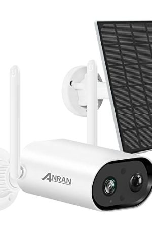 ANRAN Wireless Outdoor 2K Solar Security Camera - Night Vision, IP65 Waterproof, Smart Siren, PIR Detection, 2-Way Talk, Alexa Compatible