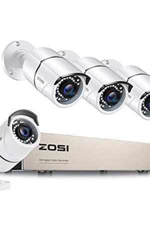 ZOSI 5MP Lite Home Security Camera System Outdoor - H.265+ 8Channel DVR, 4PCS 1920TVL 1080p Weatherproof Cameras, 120ft Night Vision, Motion Alert, Remote Access