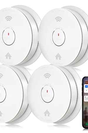SITERWELL 2.4G WiFi Smoke Detector Carbon Monoxide Detector Combo: Smart Fire and CO Alarm, Voice Alert, Replaceable Battery, Auto-Check