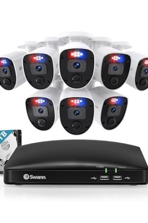 Swann Home DVR Enforcer™ 1080P Security Camera System: 8 Channel, 8 Camera, 1TB HDD, Color Night Vision, Motion Detection, LED Lights