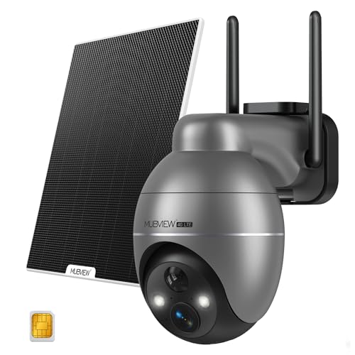 MUBVIEW 4G LTE Cellular Security Camera - No WiFi Needed, Solar-Powered, 2K Color Night Vision