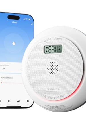 Siterlink 2.4G Smart Smoke Detector Carbon Monoxide Detector Combo - Real-Time Notifications and Digital Display (1 Pack)