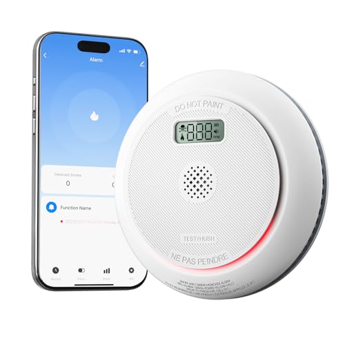 Siterlink 2.4G Smart Smoke Detector Carbon Monoxide Detector Combo - Real-Time Notifications and Digital Display (1 Pack)