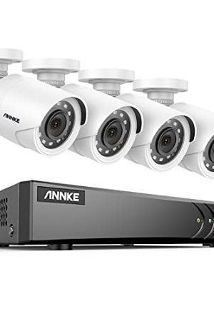 ANNKE 8CH 3K Lite Wired Security Camera System - AI DVR with Human/Vehicle Detection, 4 x 1080p Outdoor CCTV Cameras
