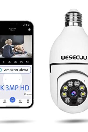 WESECUU Bulb Security Camera - 3MP 360° Wireless Surveillance for Day and Night Monitoring