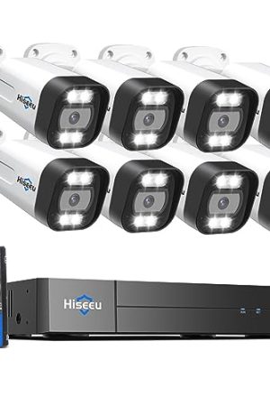 Hiseeu PoE Camera System – Real-Time 2 Way Audio, AI Human/Vehicle Detection, and 3TB Storage