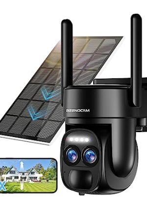 [8X Zoom] 4K 5Dbi Security Cameras Wireless Outdoor - Solar Powered 360° PTZ WiFi Camera with Spotlight Siren