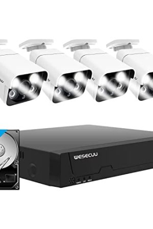 Crisp 4K Surveillance with PoE Security Camera System: 4Pcs 5MP IP Cameras, Two-Way Audio, Smart Detection, Plug and Play