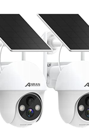 ANRAN 2K Wireless Outdoor Solar Camera - 360° View, Smart Siren, Color Night Vision, Pan Tilt Control, 2-Way Talk, 2 Packs