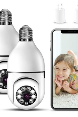 1080P Light Bulb Security Camera – Ultimate Protection with Motion Detection & Night Vision (2Pack)