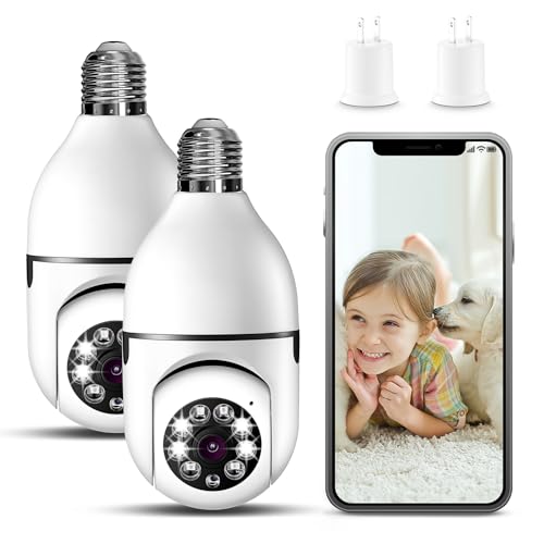 1080P Light Bulb Security Camera – Ultimate Protection with Motion Detection & Night Vision (2Pack)