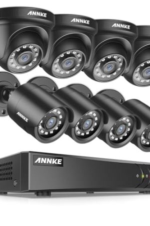 ANNKE Surveillance Camera System: 3K Lite 8CH DVR, 8 Weatherproof 2MP Cams, AI Detection, Easy Remote Access - E200