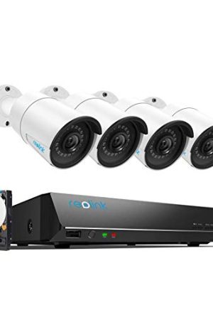 Renewed Reolink 4MP 8CH PoE Video Surveillance System – 8 Channel NVR, 4 Wired Outdoor 1440P PoE IP Cameras
