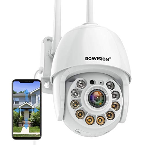 BOAVISION Outdoor Wireless WiFi IP Camera - 360° View, Motion Tracking, and Full Color Night Vision