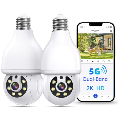 Light Bulb Security Camera - 2K FHD, Color Night Vision, and Multi-User Sharing (2 Pack)