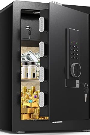 Marcree Safe - 2.6 Cub Security Home Safe with Digital Keypad, LED Light, and Removable Shelf for Office Hotel