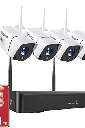Firstrend 1080P Wireless Security Camera System: 8CH NVR, 4 Full HD Cameras, 1TB HDD, Night Vision, Motion Detection