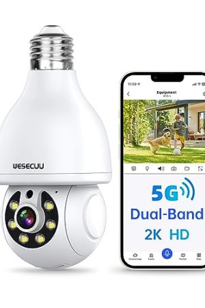 Light Bulb Security Camera: 2.4G/5G WiFi, 360°