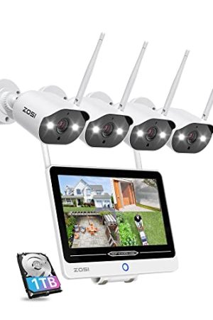 ZOSI 2K 8CH Wireless Camera System – 12.5" LCD Monitor, Color Night Vision, 2 Way Audio, and 1TB Storage