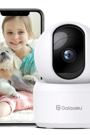 Galayou Indoor Security Camera 2K: 360° Coverage, Night Vision, Siren, Smart Alerts | Perfect for Baby, Elder, Nanny Monitoring