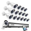 ZOSI H.265+ 1080p 16 Channel Security Camera System: 16CH DVR, 2TB Hard Drive, and 16 Weatherproof Cameras with Night Vision