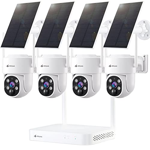 Solar Security Cameras Wireless Outdoor System | 4pcs 2K Ultr Pan Tilt